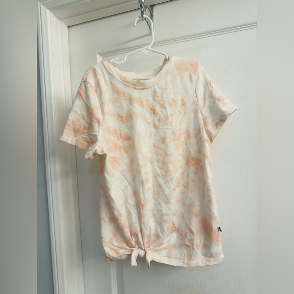 abercrombie kids White & Peach Tie-Dye Knot Front Tee - Size9/10